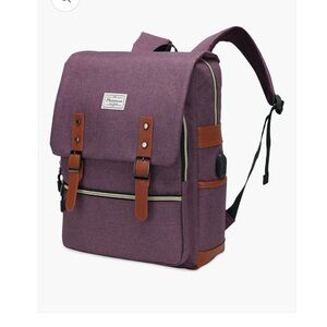 Modoker 15” Vintage Laptop Backpack – USB Charging Port – Purple